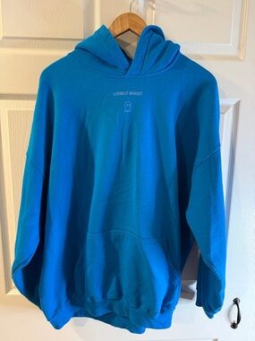 LONELY GHOST Teal Blue Pullover Hoodie with Tiny Ghost Logo